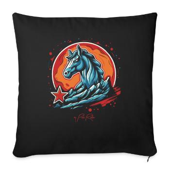 A super cool horse - Sofa pillowcase 17,3'' x 17,3'' (45 x 45 cm) - black - Front