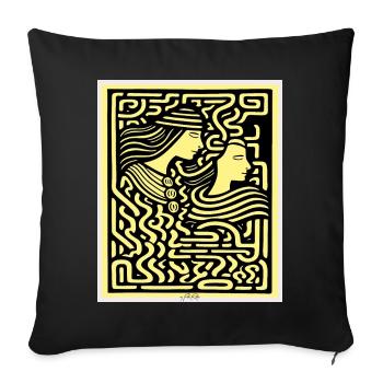 Deux amants dans un labyrinthe - Housse de coussin décorative 45 x 45 cm - noir - Devant