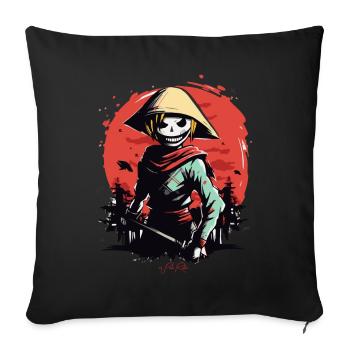 Schlanker Reisbauer Zombie Samurai - Sofakissenbezug 45 x 45 cm - Schwarz - Vorne