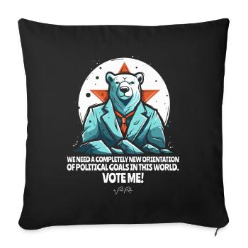 Polar bear election candidate for a better world - Sofa pillowcase 17,3'' x 17,3'' (45 x 45 cm) - black - Front