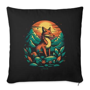 Ein Fuchs auf dem Feld - Sofakissenbezug 45 x 45 cm - Schwarz - Vorne