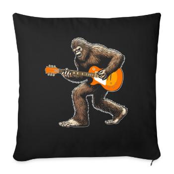 Bigfoot jouant de la guitare avec un guitariste de la main gauche - Housse de coussin décorative 45 x 45 cm - noir - Devant