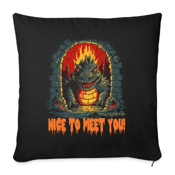 Bienvenue dans le donjon, gros alligator - Housse de coussin décorative 45 x 45 cm - noir - Devant