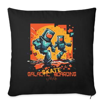 Galactic Skateboarder Skateboard, Planche à roulettes - Housse de coussin décorative 45 x 45 cm - noir - Devant