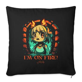 Je suis en feu ! Fille d’anime dans un donjon - Housse de coussin décorative 45 x 45 cm - noir - Devant