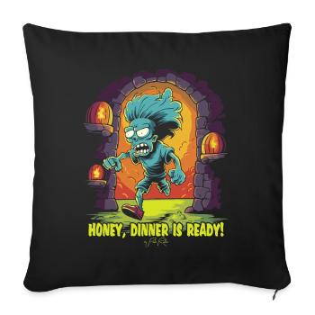 Dans le donjon, le dîner de chéri est prêt - Housse de coussin décorative 45 x 45 cm - noir - Devant