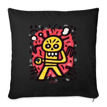 Cartoon pop skeleton, in your hand - Sofa pillowcase 17,3'' x 17,3'' (45 x 45 cm) - black - Front