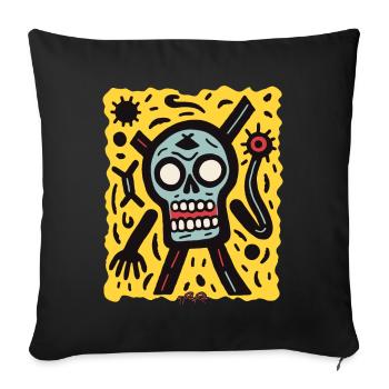 Cartoon Pop Skull : c’est génial - Housse de coussin décorative 45 x 45 cm - noir - Devant