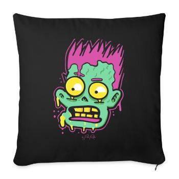 Cartoon Pop Art: So creepy, a zombie - Sofa pillowcase 17,3'' x 17,3'' (45 x 45 cm) - black - Front
