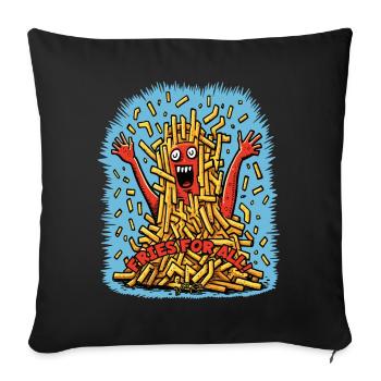 Des frites pour tous - Housse de coussin décorative 45 x 45 cm - noir - Devant