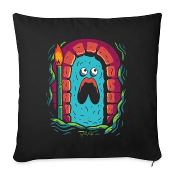 Simple Dessin Animé Gros Monstre Effrayant Donjon - Housse de coussin décorative 45 x 45 cm - noir - Devant