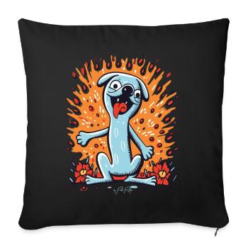 Dessin animé Pop Art Flower Dog - Housse de coussin décorative 45 x 45 cm - noir - Devant