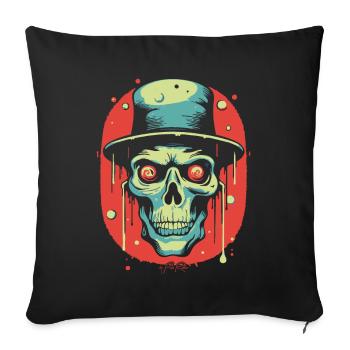 He lives in his holy temple, skull - Sofa pillowcase 17,3'' x 17,3'' (45 x 45 cm) - black - Front