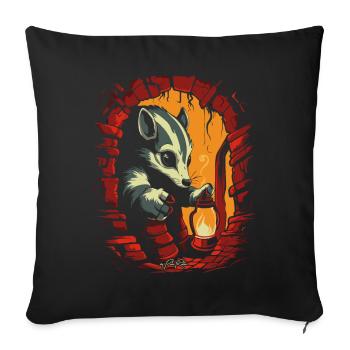 La moufette à la lampe dans le donjon - Housse de coussin décorative 45 x 45 cm - noir - Devant