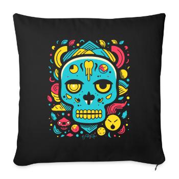 Dessin animé pop, crâne d’animal - Housse de coussin décorative 45 x 45 cm - noir - Devant