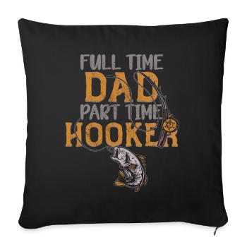 Pêcheur Papa Pêche Humour Père Pêche - Housse de coussin décorative 45 x 45 cm - noir - Devant