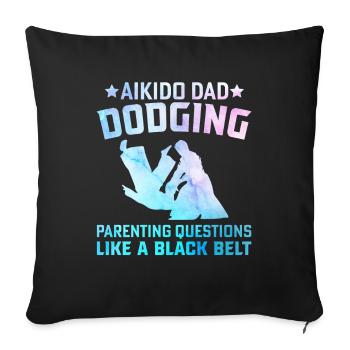 Papa d’aïkido Esquiver les questions parentales comme un - Housse de coussin décorative 45 x 45 cm - noir - Devant