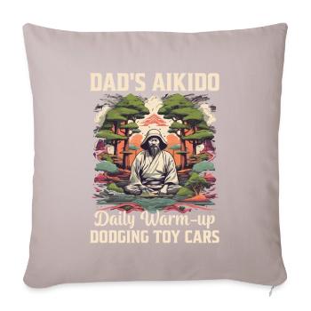 Dad's Aikido daily warm-up dodging toy cars - Sofa pillowcase 17,3'' x 17,3'' (45 x 45 cm) - light taupe - Front