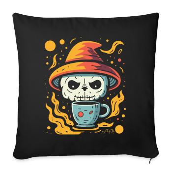 Coffee, Space, Nerd, Skull, Panda, Magic - Sofa pillowcase 17,3'' x 17,3'' (45 x 45 cm) - black - Front