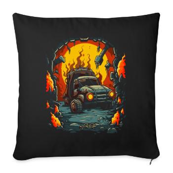 Hell for Mechanics: Dungeon of Junk Cars - Sofa pillowcase 17,3'' x 17,3'' (45 x 45 cm) - black - Front