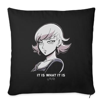 C'est ce que c'est : anime manga dessin animé femme - Housse de coussin décorative 45 x 45 cm - noir - Devant