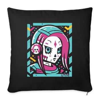 Space: Anime Manga Art Astronauts Girls - Sofa pillowcase 17,3'' x 17,3'' (45 x 45 cm) - black - Front