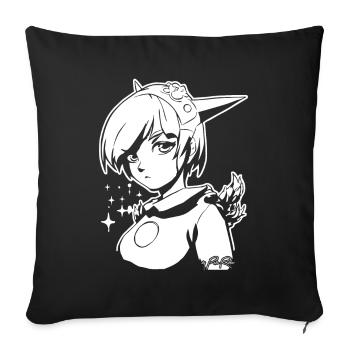Manga Anime Fille comme Ange du Monde - Housse de coussin décorative 45 x 45 cm - noir - Devant