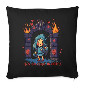 Anime Mädchen und der niedliche Kerker - Sofakissenbezug 45 x 45 cm - Schwarz - Vorne