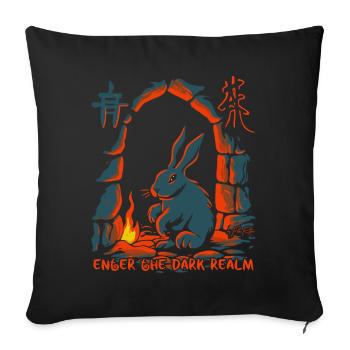 Komm in die Kerker Hölle des Horror Hasen - Sofakissenbezug 45 x 45 cm - Schwarz - Vorne