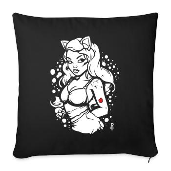 Une autre fille de dessin animé animée chaude - Housse de coussin décorative 45 x 45 cm - noir - Devant
