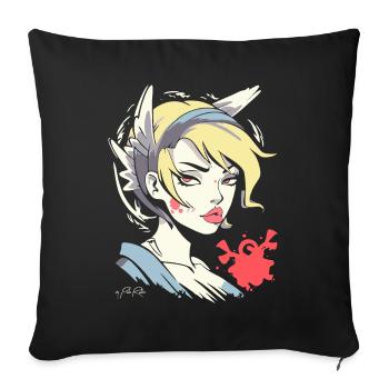 Votre fille d’ange d’anime chaude - Housse de coussin décorative 45 x 45 cm - noir - Devant