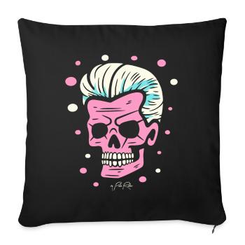 Pop Color Art, une fête de crâne de boomer - Housse de coussin décorative 45 x 45 cm - noir - Devant