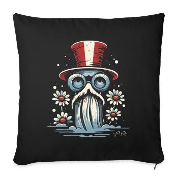 Old Sorcerer and Eternal Daisy Flowers - Sofa pillowcase 17,3'' x 17,3'' (45 x 45 cm) - black - Front