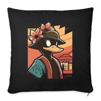 Cartoon anime manga, a Japanese duck - Sofa pillowcase 17,3'' x 17,3'' (45 x 45 cm) - black - Front