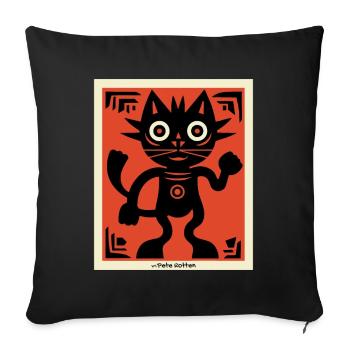 Chat d’art moderne - Housse de coussin décorative 45 x 45 cm - noir - Devant