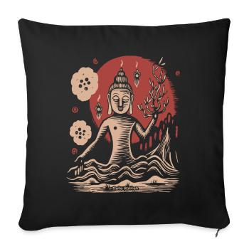 Tree of Life and Meditating Buddha - Sofa pillowcase 17,3'' x 17,3'' (45 x 45 cm) - black - Front