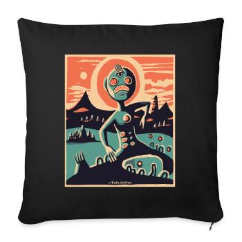Nature alien in an abstract landscape - Sofa pillowcase 17,3'' x 17,3'' (45 x 45 cm) - black - Front