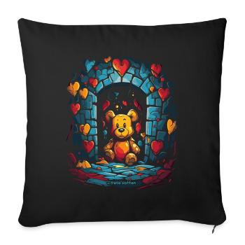 Stuffed cuddly bear in the dungeon of love - Sofa pillowcase 17,3'' x 17,3'' (45 x 45 cm) - black - Front