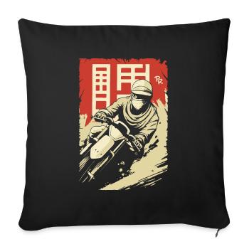 Rallye Oldschool : Motocross d’Asie - Housse de coussin décorative 45 x 45 cm - noir - Devant