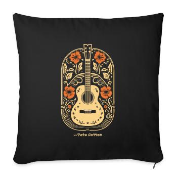 Acoustic Guitar, Guitar and Flowers - Sofa pillowcase 17,3'' x 17,3'' (45 x 45 cm) - black - Front