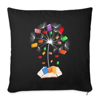 Books dandelion flowers reading lovers - Sofa pillowcase 17,3'' x 17,3'' (45 x 45 cm) - black - Front
