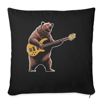 Bear playing bass guitar player guitarist - Sofa pillowcase 17,3'' x 17,3'' (45 x 45 cm) - black - Front