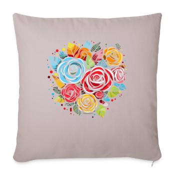 Une variété de roses et de fleurs - Housse de coussin décorative 45 x 45 cm - taupe clair - Devant