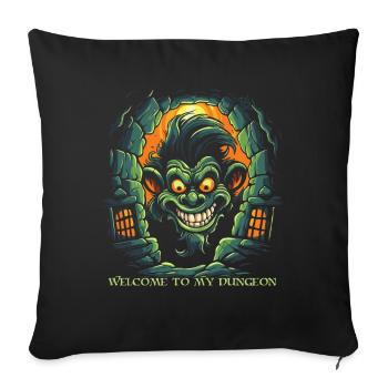 singe effrayant : bienvenue dans mon donjon - Housse de coussin décorative 45 x 45 cm - noir - Devant
