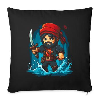 Little Cute Pixel Pirate - Sofa pillowcase 17,3'' x 17,3'' (45 x 45 cm) - black - Front