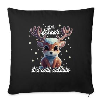 Cute cute deer in winter gift - Sofa pillowcase 17,3'' x 17,3'' (45 x 45 cm) - black - Front