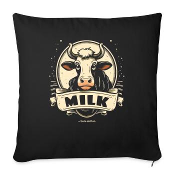 Lait de vache drôle de vache drôle avec du lait - Housse de coussin décorative 45 x 45 cm - noir - Devant