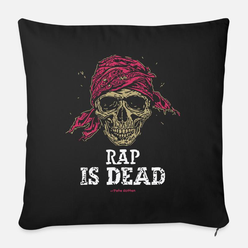 Totenkopf-Pirat, Rap ist tot - Sofakissenbezug 45 x 45 cm - Schwarz