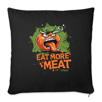 Manger plus de viande, tomate en colère végétarien - Housse de coussin décorative 45 x 45 cm - noir - Devant
