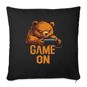 Gamer Bär: Game On - Sofakissenbezug 45 x 45 cm - Schwarz - Vorne